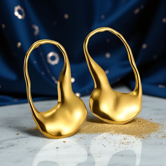 🆕️Exaggerated Modern 18K Gold Plated 304L Stainless Steel Statement Earrings - Picture 5 of 13